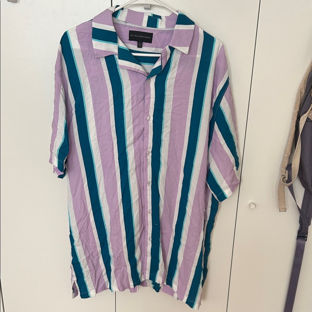 No Boundaries Multicolor purple blue white Striped Shirt